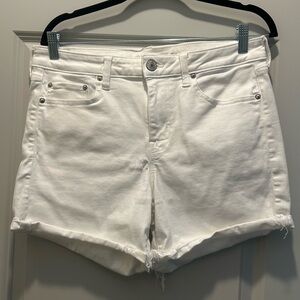 American Eagle White Midi Denim Ne(x)T Level Stretch Shorts